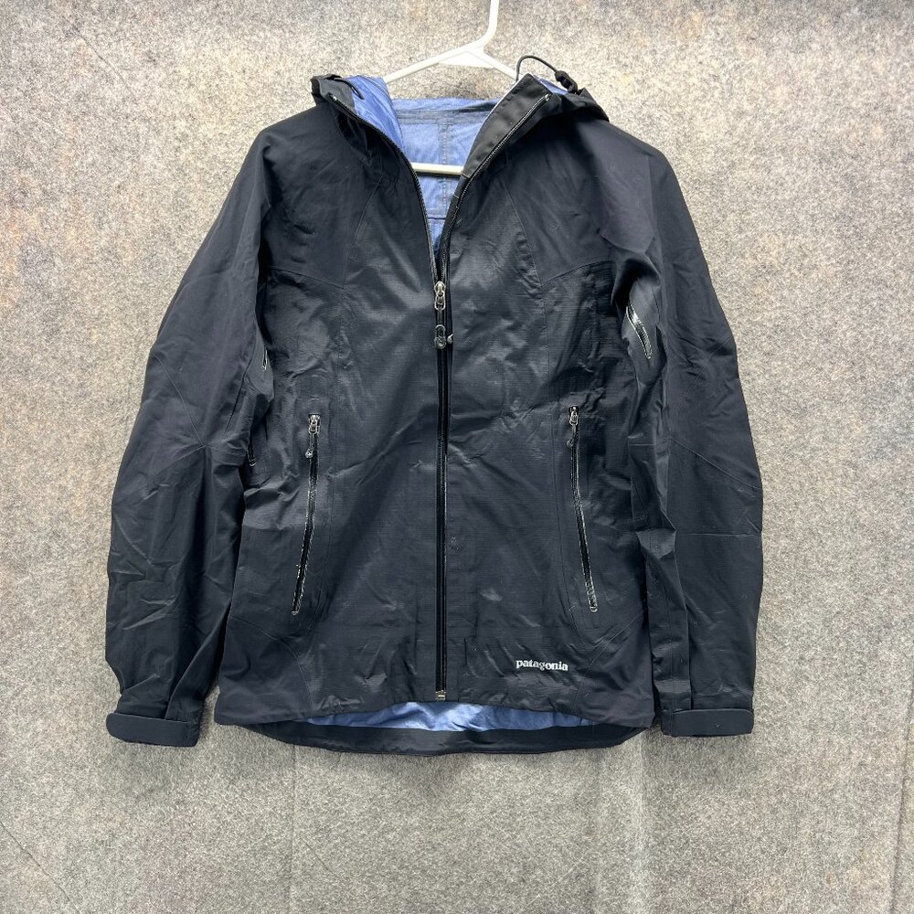 Patagonia Jacket Women XS Black Nylon Full Zip Hooded Latitude Waterproof Nylon